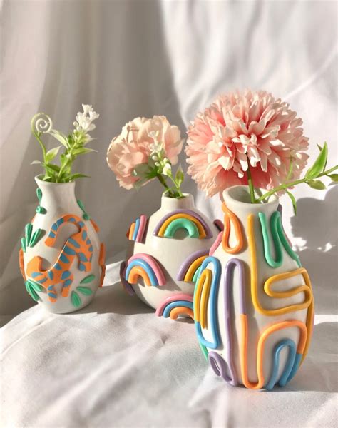 Retro Eclectic Colorful Bud Vase/ Cute Ceramic Vase/ Rainbow Pot Planter/ Modern Ceramic Vase ...