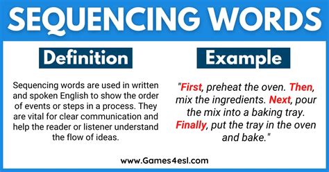 Master English Sequencing Words: Useful Guide With Lists, Examples, And Flashcards | Games4esl