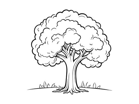 Vector Tree Outline Illustration - Pixcrafter