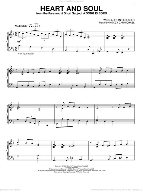 Carmichael - Heart And Soul, (intermediate) sheet music for piano solo