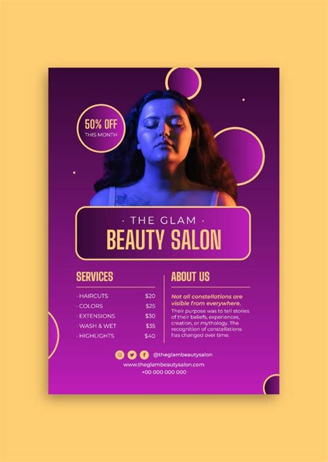 Customize this Professional Black & Gold Glam Effect Beauty Salon Flyer template for free