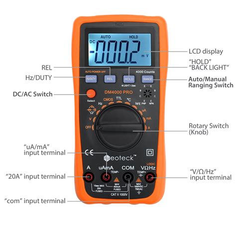 DM4000 Pro 3 3/4Auto Range Multimeter tester DMM Logic Test F T R C DCA/V AC 784099939105 | eBay