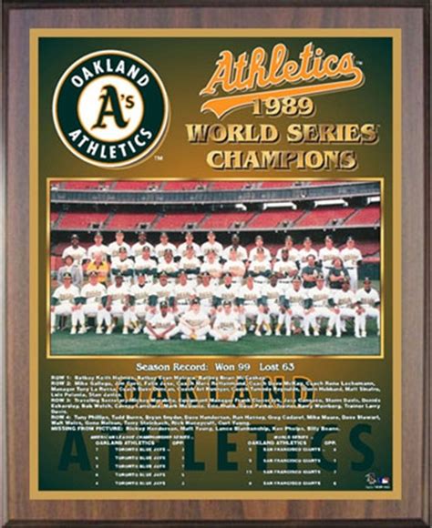 1989 Oakland A's World Champions Healy Plaque