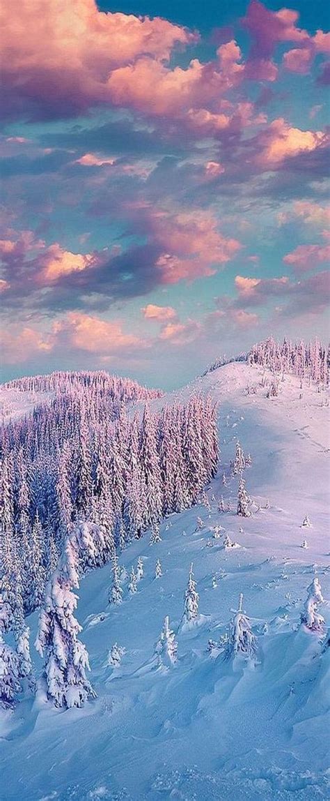 Winter wallpaper #snow #aesthetics #art #iphone #fantasy #autumn #places #purple #cool #pink # ...