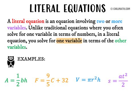 Literal Equations Practice Problems With Answers | ChiliMath