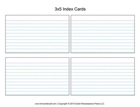 3 X 5 Index Card Template