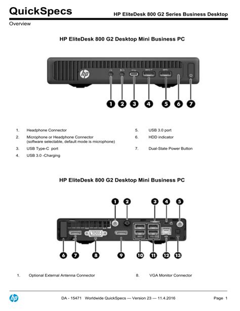 HP EliteDesk 800 G2 Series Business Desktop | Manualzz