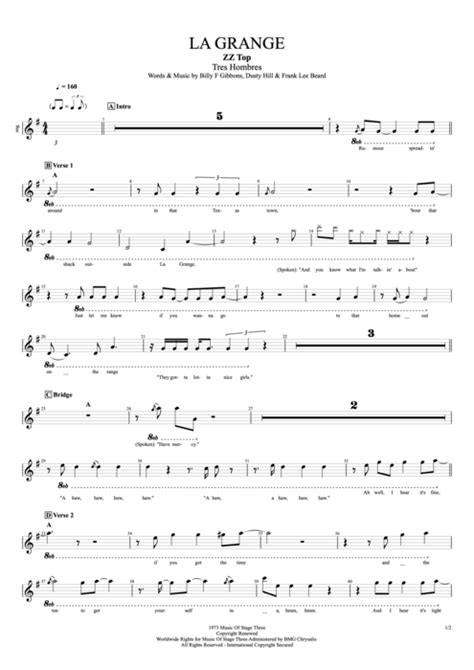 La Grange Tab by ZZ Top (Guitar Pro) - Compacted Full Score | mySongBook