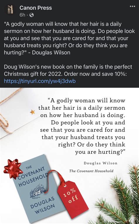 Quote from Doug Wilson that comes from one of his books : r/televangelists