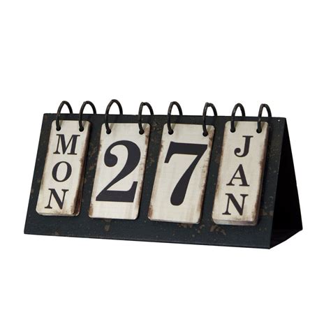 Vintage Inspired Black Perpetual Calendar | Metal desk calendar, Flip desk calendar, Desk calendars