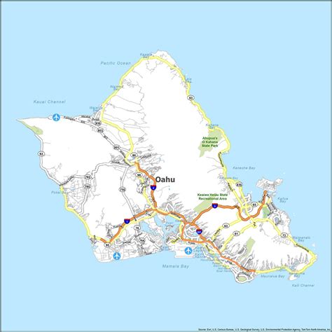 Map of Oahu Island, Hawaii - GIS Geography