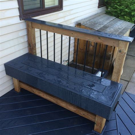 Composite deck bench seating and railing design | Deck designs backyard, Outdoor patio designs ...