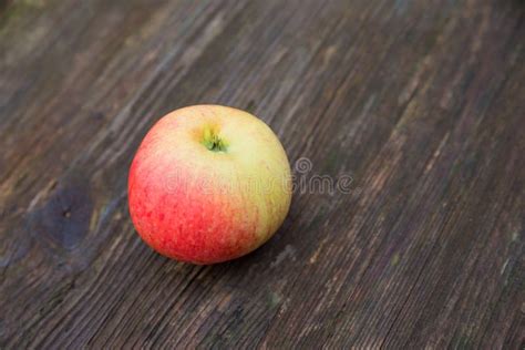 One Apple On The Wooden Table Stock Photo - Image of sweet, healthy ...