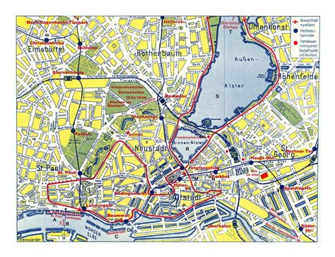 Detailed map of central part of Hamburg city | Hamburg | Germany | Europe | Mapsland | Maps of ...