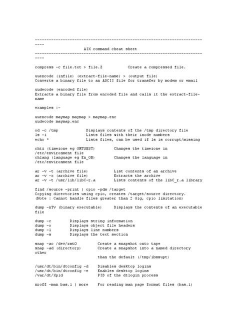 Aix Commands Cheat sheet.doc | File System | Computer File