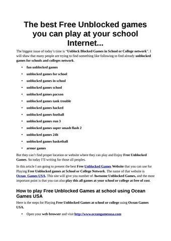 Top 10 Free Unblocked Games by Games 66 Unblocked - Issuu