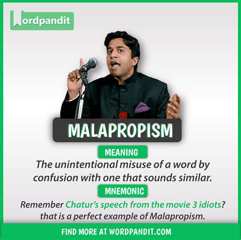 Malapropism - Wordpandit | Interesting english words, English phrases ...