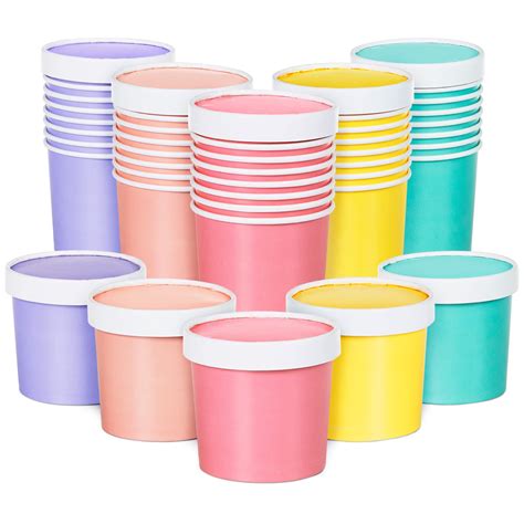 Buy MATICAN Paper Ice Cream Cups with Lids, 40-Pack 11-Oz Soup Cups with Lids, Disposable Ice ...