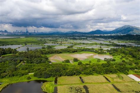 Premium Photo | Top view of fish hatchery pond