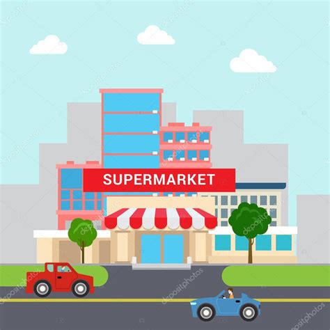 Cartoon supermarket mall building — Stock Vector © Sentavio #83141784