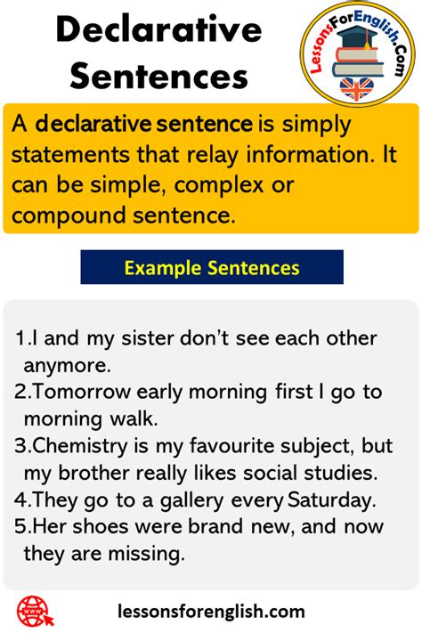 Declarative Sentences Definition, 100 Declarative Sentence Examples ...