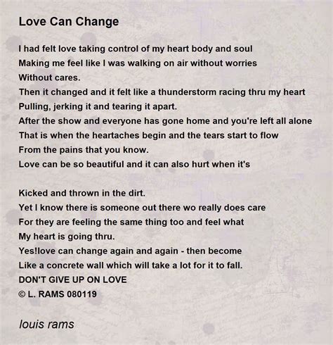 Love Can Change - Love Can Change Poem by louis rams