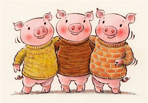 Another pic for Daily Doodle ... The Three Little Pigs. In knitwear. | Pig illustration, Pig ...