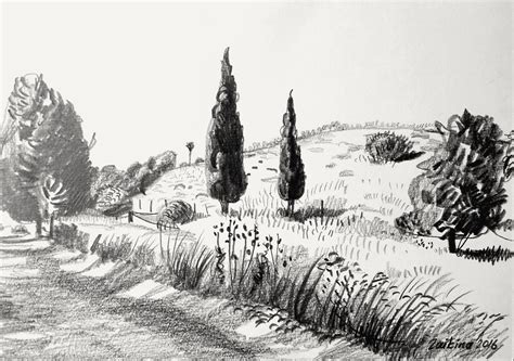 Landscape Drawing Tutorial, Landscape Pencil Drawings, Landscape Sketch ...