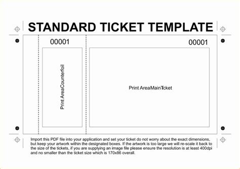 Free Printable Tickets Template Beautiful Excellent Standard Ticket Template Example with ...