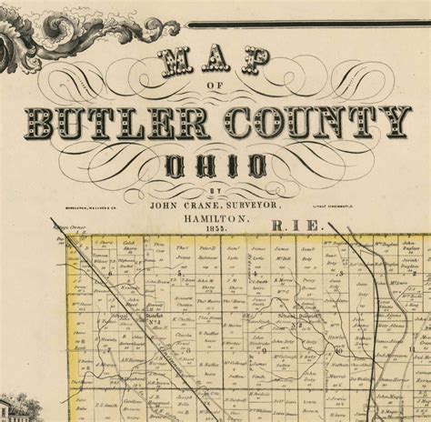 Butler County Ohio 1855 Old Wall Map Reprint with Homeowner | Etsy