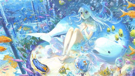 #anime girls, #underwater, #sea | Wallpaper No. 258213 | Anime, Cô gái ...