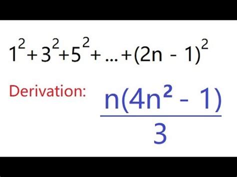 Sum of squares of odd Numbers 1^2 + 3^2+ 5^2 + ... + (2n -1)^2 ...