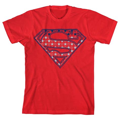 Superman Star-spangled Logo Boy's Red T-shirt-Large - Walmart.com