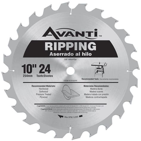 Avanti 10 in. x 24-Teeth Ripping Saw Blade-A1024X - The Home Depot