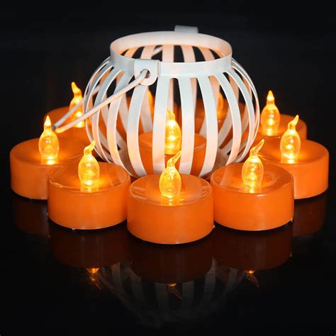 Thsue 6-Pack Orange Tea Light Candles, Battery Powered LED Tea Lights ...