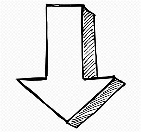 Black Outline Drawing Arrow 3D Effect Point Down | Citypng