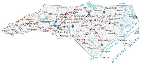 North Carolina Lakes and Rivers Map - GIS Geography