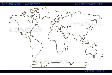 Minimalist World Map Outline / World Map Vector Outline / | Etsy UK