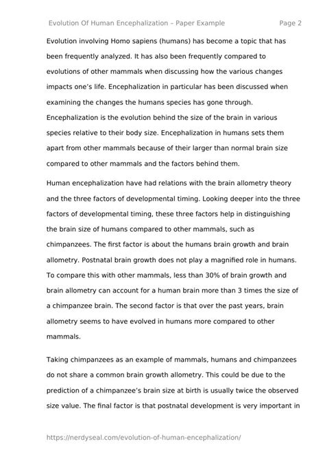 Evolution Of Human Encephalization - 751 Words - NerdySeal