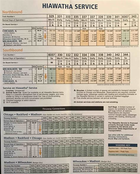 Amtrak Hiawatha Service Chicago Milwaukee Schedule