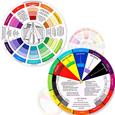 Buy Outus 2 Pieces Color Wheel, Paint Mixing Learning Guide Art Class Teaching Tool Color Wheels ...