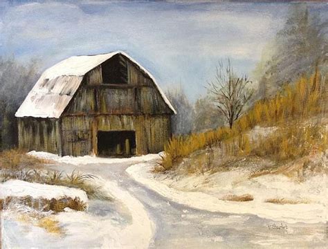 The Old Barn in Winter, Snow Scene - by Penny StewArt from Winter ...