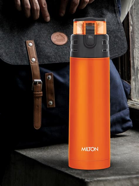 Buy Milton Orange Atlantis 400 Thermosteel Hot & Cold Bottle 350 Ml - Water Bottle for Unisex ...