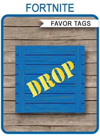 Printable Fortnite Supply Drop Party Tags Template| Thank You Favor Tags