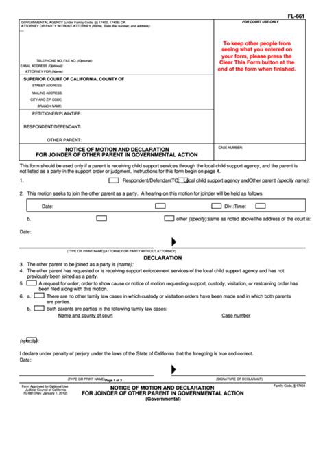 Fillable Notice Of Motion And Declaration California Superior Court Forms printable pdf download