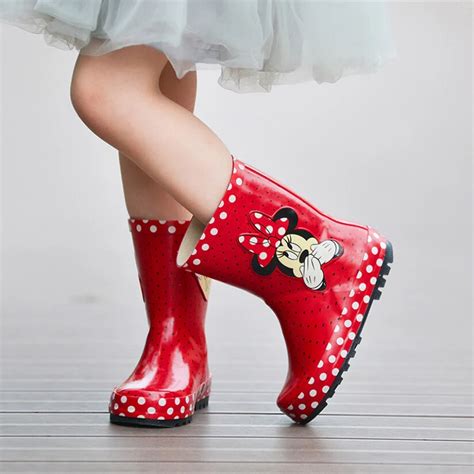 Minnie Mouse Kids Rain Boots For Girls Waterproof Children Rubber Shoes Girls Rain Boots ...