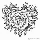 Rose Heart Coloring Pages  Free & Printable sketch template