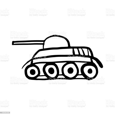 Tank Sketch Icon Side View Black Contour Silhouette Vector Flat Graphic Hand Drawn Illustration ...