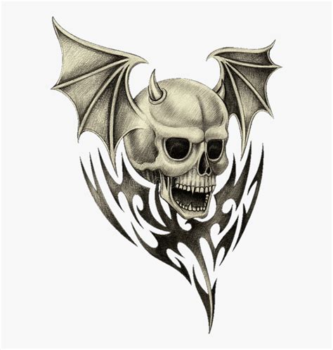 #tattoo #skull #design #wings #evil #cool #idea - Skull Tattoo With ...