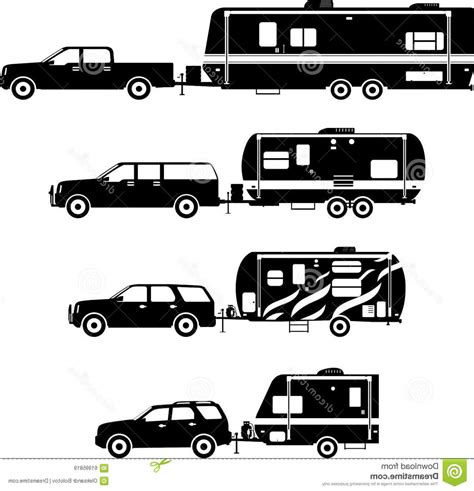 Stock Illustration Set Different Silhouettes Travel Trailer Silhouette Illustration Caravans Whi ...